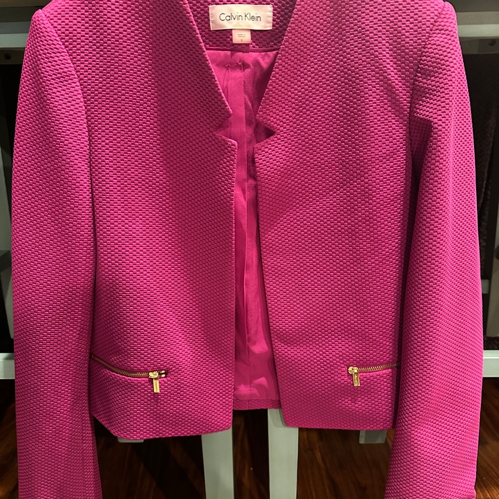Calvin Klein Women's Fuchsia Textured Blazer